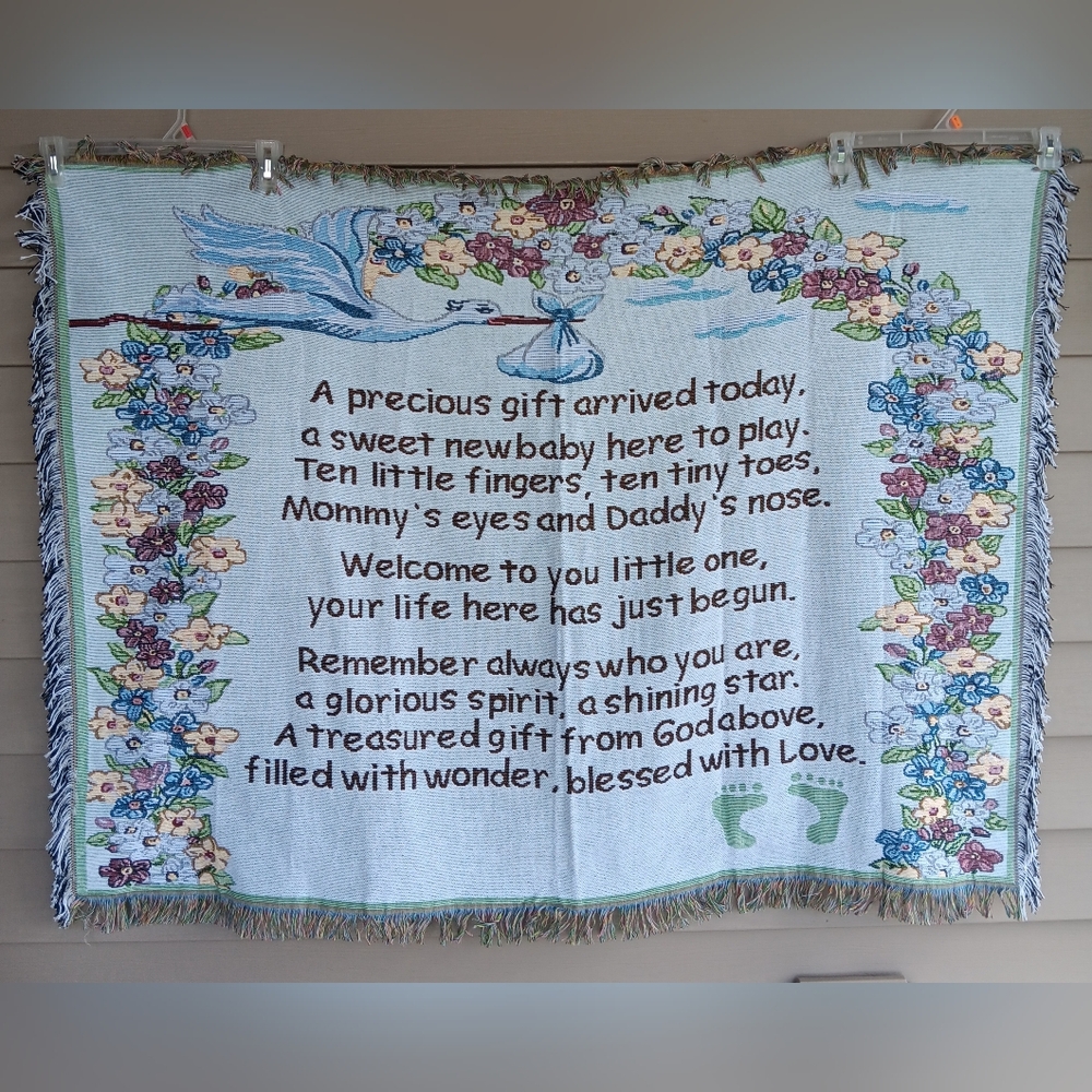 Welcome New Baby Throw 38"H X 50"W